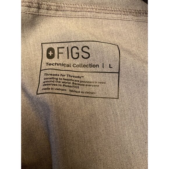FIGS Light Gray Straight Leg Pants Elastic Waist Drawstring Pockets Size Large - Picture 5 of 6